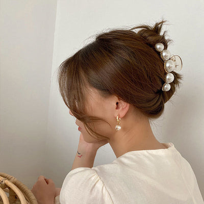 simple style geometric artificial pearl handmade hair claws 1 piece