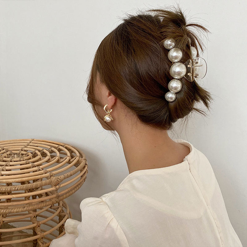 simple style geometric artificial pearl handmade hair claws 1 piece