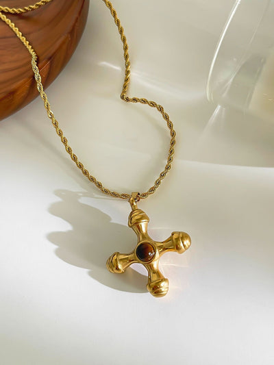 Jewelry Vintage Style Classic Style Cross 316L Stainless Steel  Plating Pendant Necklace