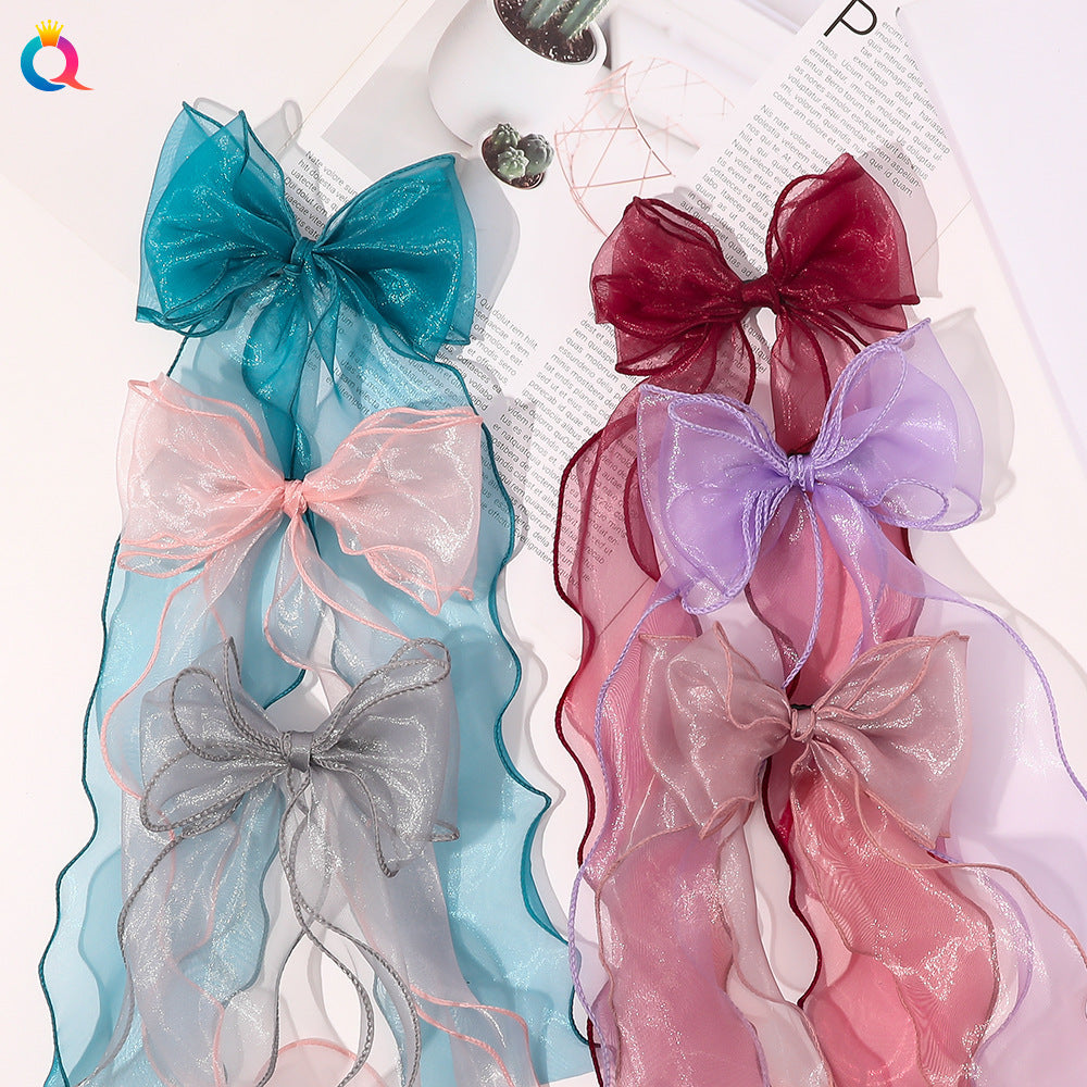 Women's Elegant Sweet Bow Knot Gauze Iron Hair Clip
