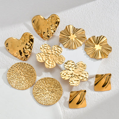 Jewelry Modern Style Classic Style Heart Shape Flower 304 Stainless Steel Plating Rings Earrings