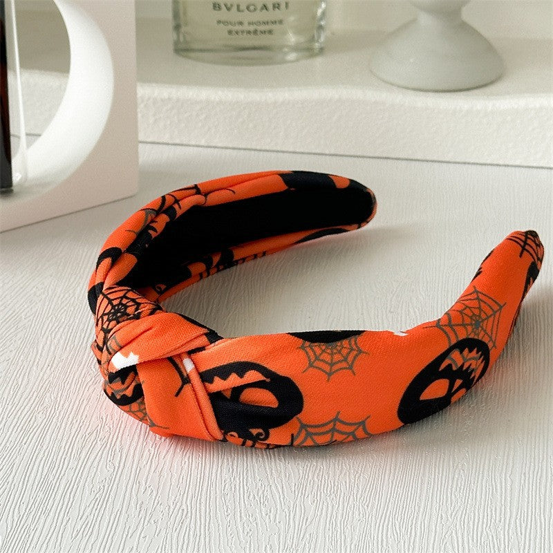 Women's Shiny Spider Web Skull Cloth Hair Band