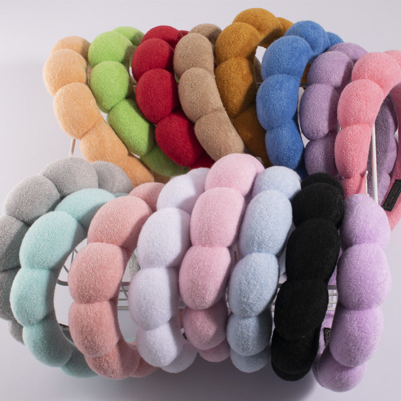 simple style color block towel velvet hair band