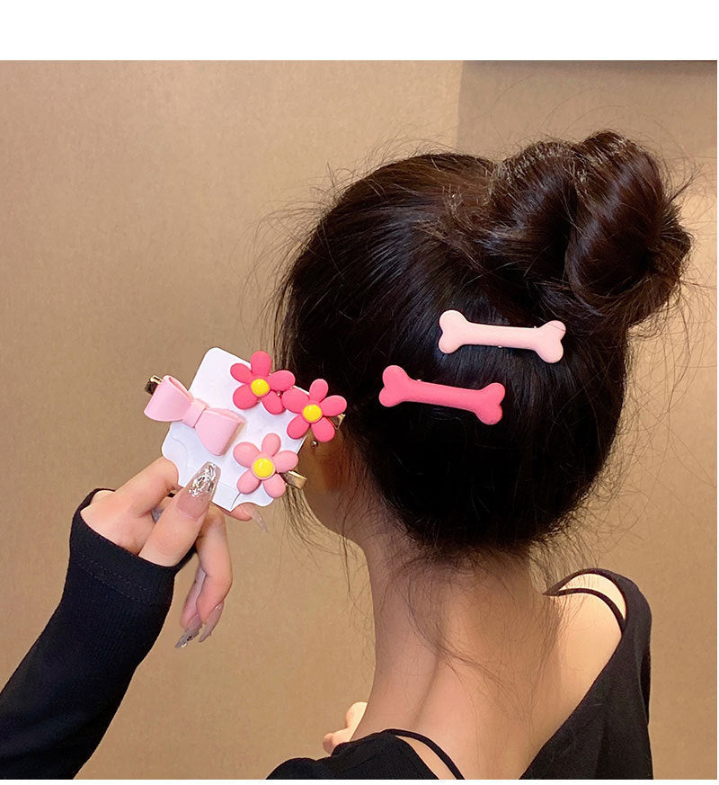 cute heart shape flower resin plating hair clip