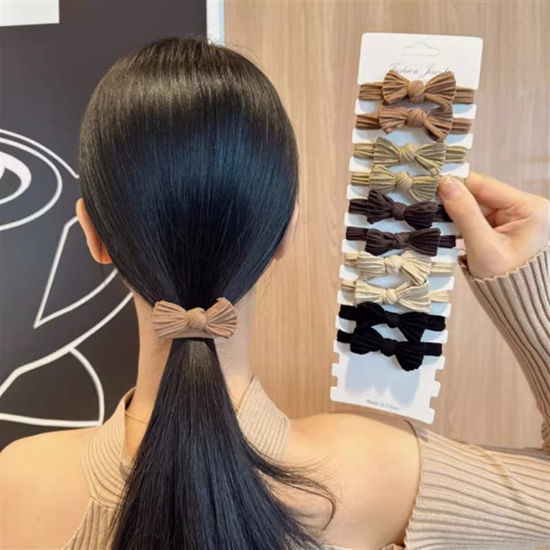 simple style solid color bow knot cloth bowknot hair tie