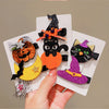 Halloween Cute Funny Women's Pumpkin Cat Bow Knot Hair Clip