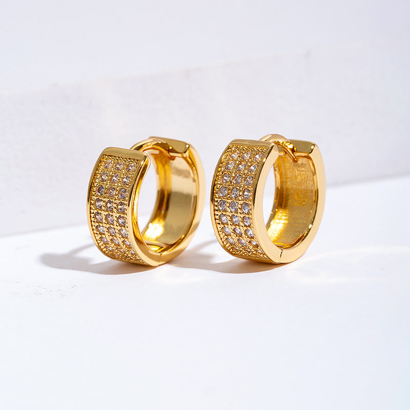 1 Pair Hip-Hop Streetwear Geometric Copper Zircon Earrings