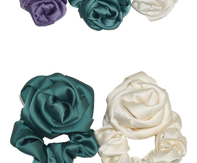 fashion rose solid color cloth hair tie