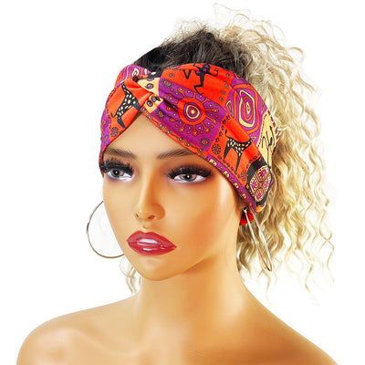 fashion color block flower cloth hair band 1 piece