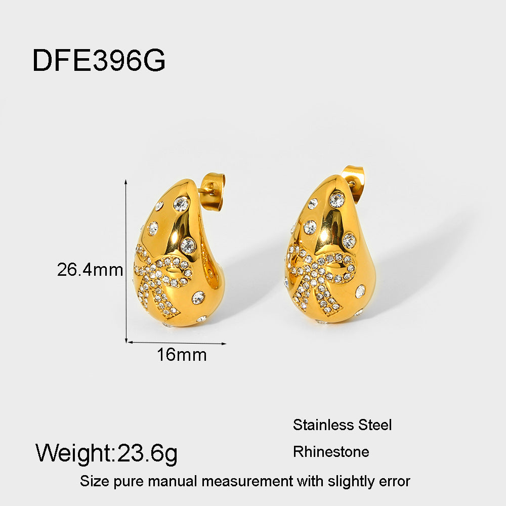 1 Pair Simple Style Commute Bow Knot Plating 304 Stainless Steel Ear Studs