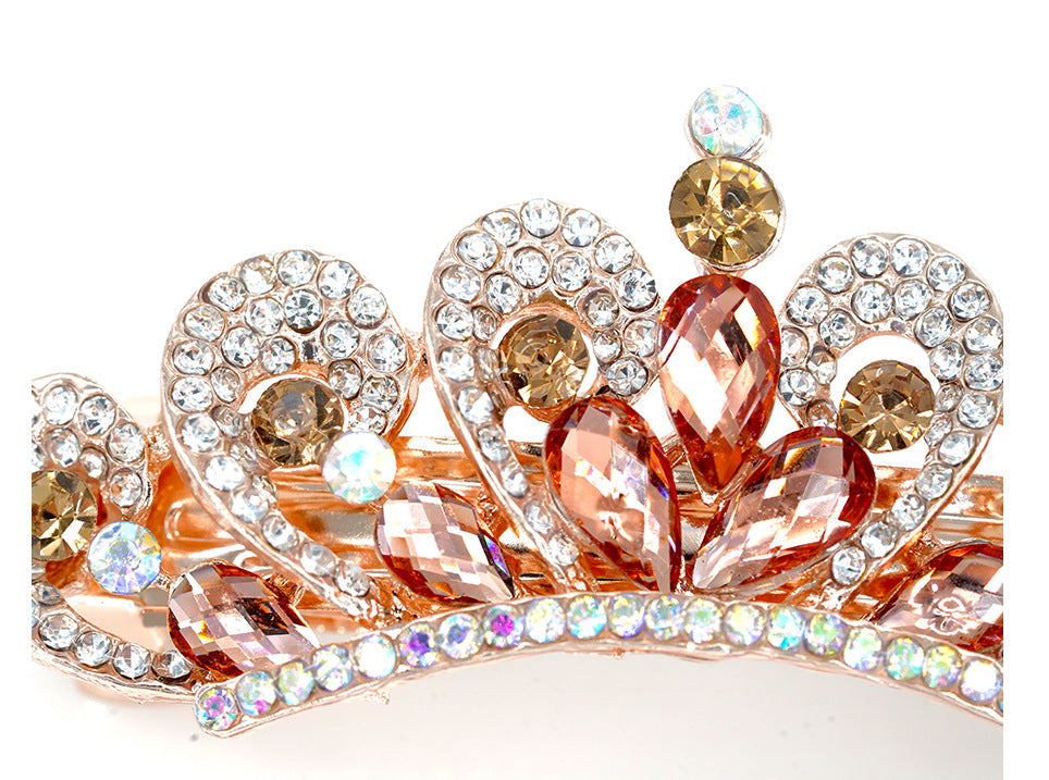cute sweet color block zinc alloy plating inlay rhinestones crown
