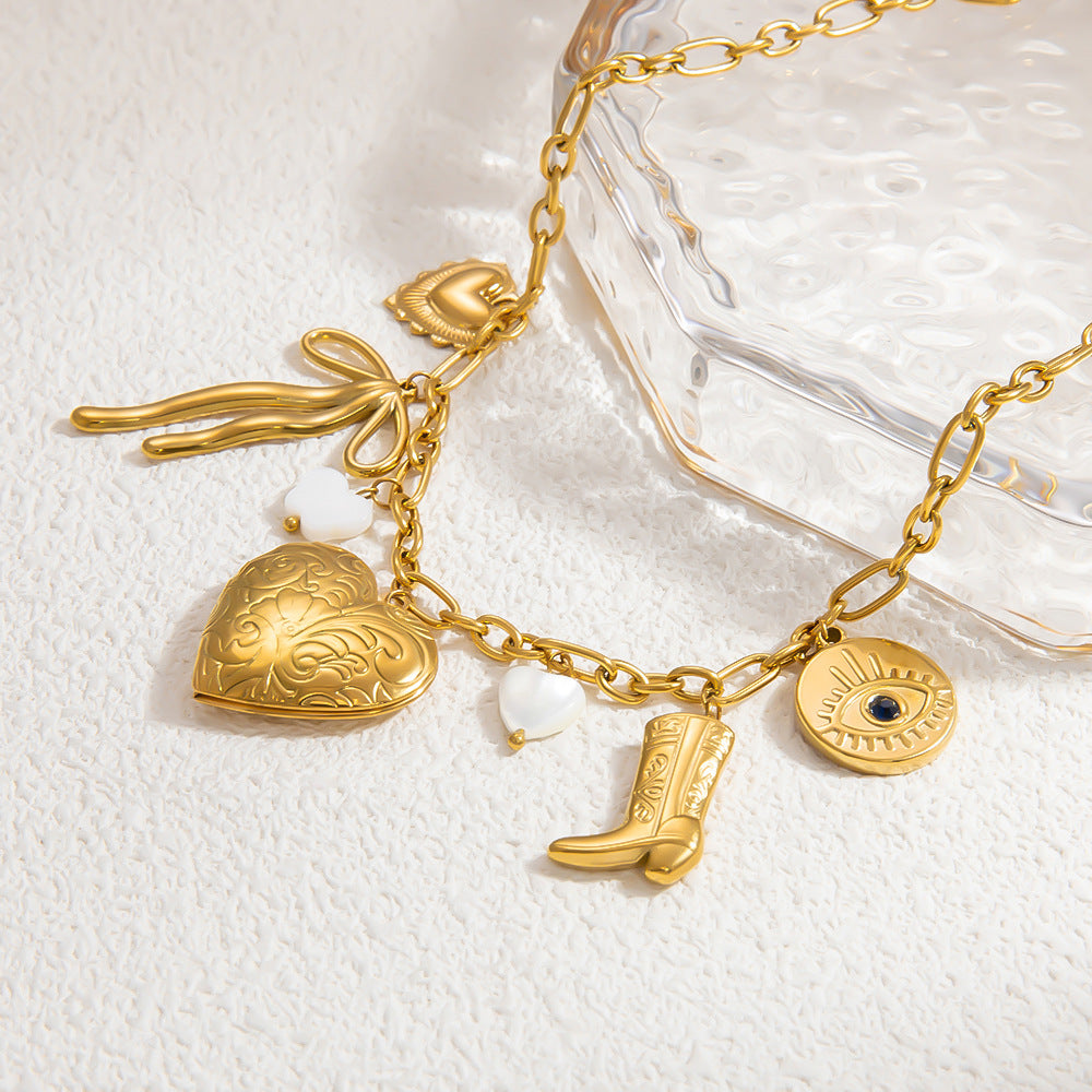 Jewelry Simple Style Classic Style Heart Shape 304 Stainless Steel Plating Pendant Necklace