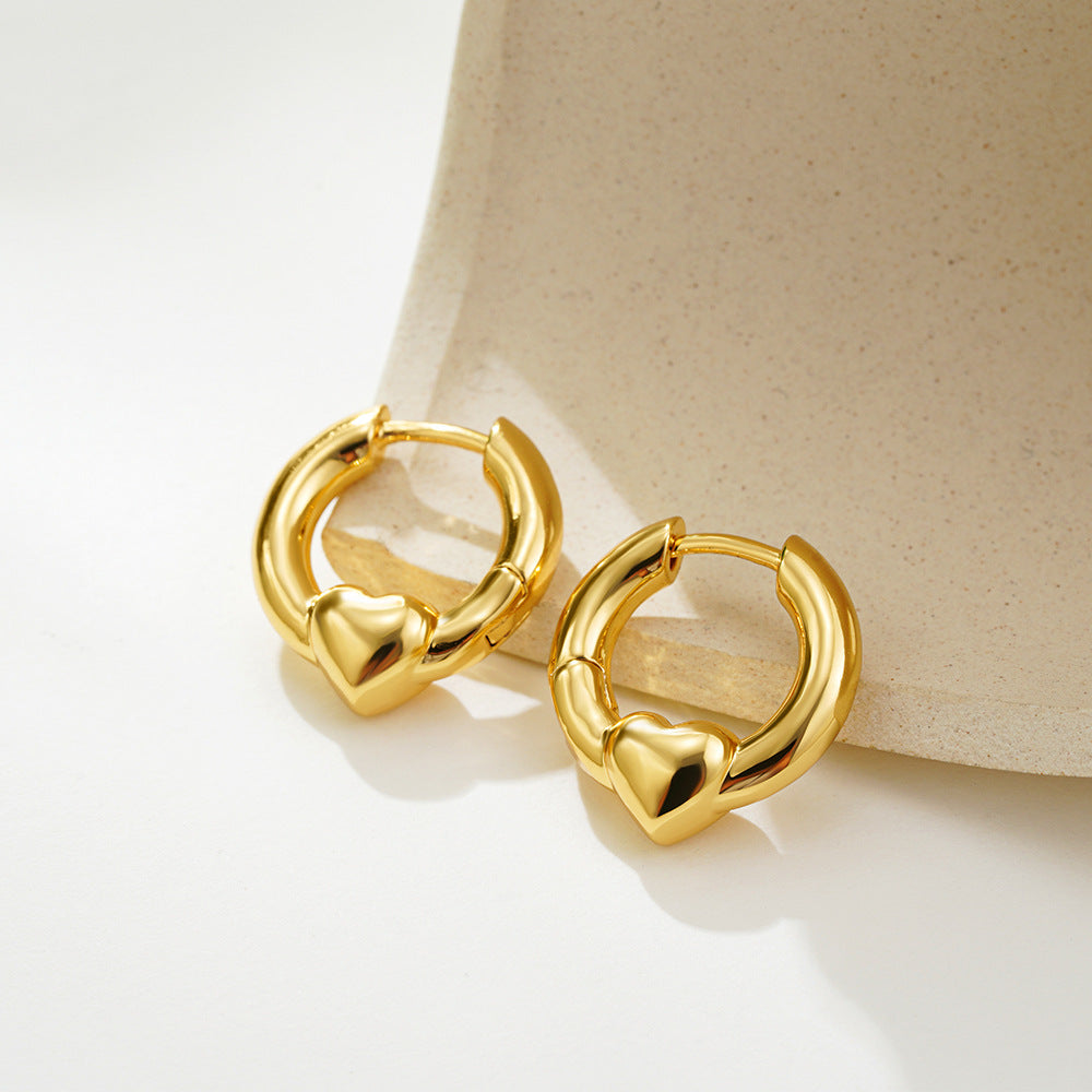 1 Pair Simple Style Heart Shape Mixed Metal 304 Stainless Steel Earrings