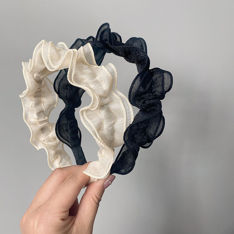 fashion solid color gauze pleated hair band 1 piece