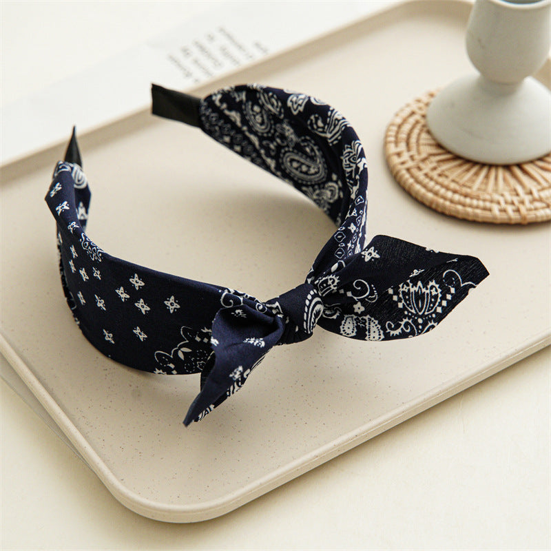 ethnic style printing solid color cloth hair band