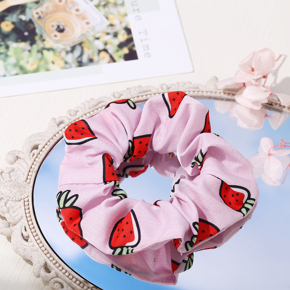 fashion floral fruit printing hair scrunchies