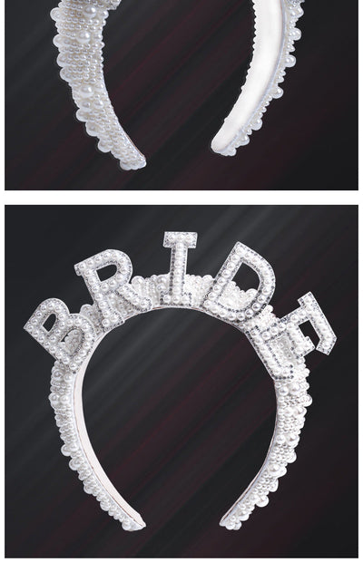 princess letter flannel inlay artificial pearls hair band