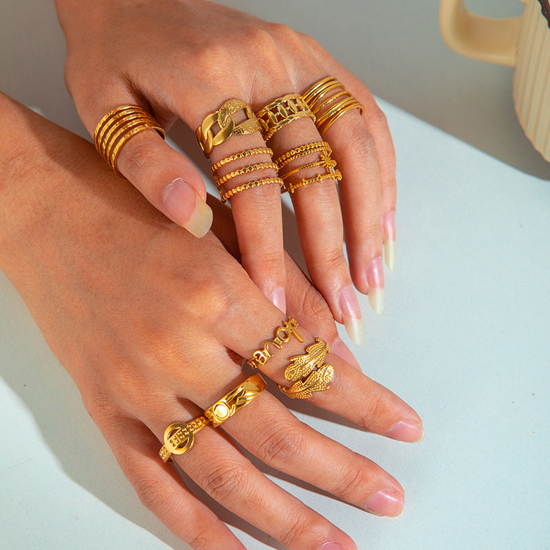 Jewelry Elegant Love Moon Leaves Titanium Steel Open Rings