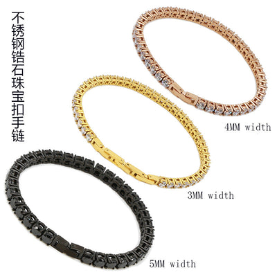 Classic Style Geometric Stainless Steel 18K Gold Plated Rose Gold Plated Zircon Tennis Bracelet In Bulk