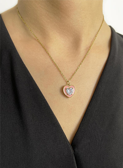 Jewelry Simple Style Heart Shape Flower 304 Stainless Steel Pendant Necklace