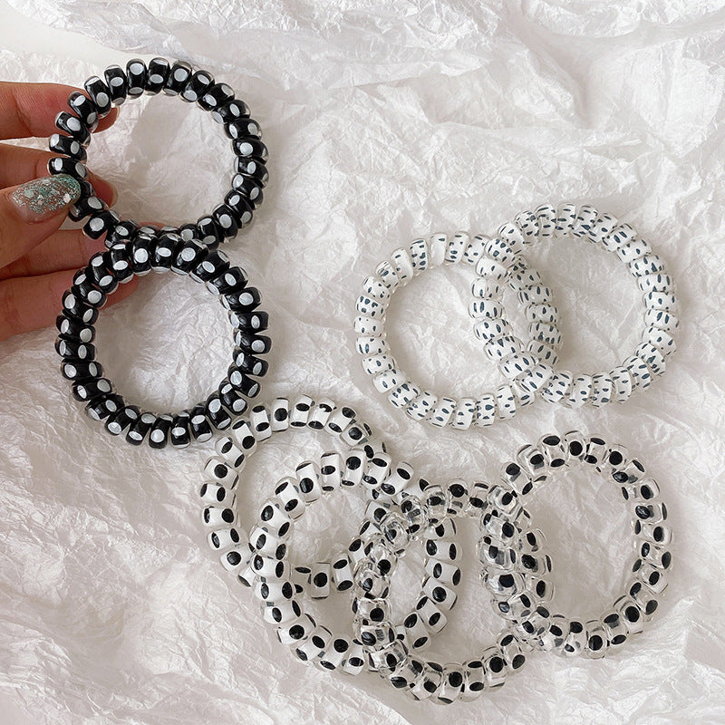 Women's Modern Style Classic Style Polka Dots Plastic Telephone Cord Hair Tie