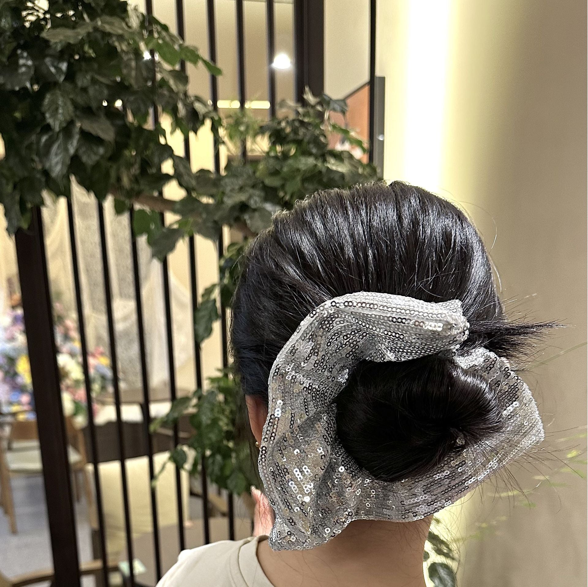 Women's Shiny Solid Color Sequins Hair Tie