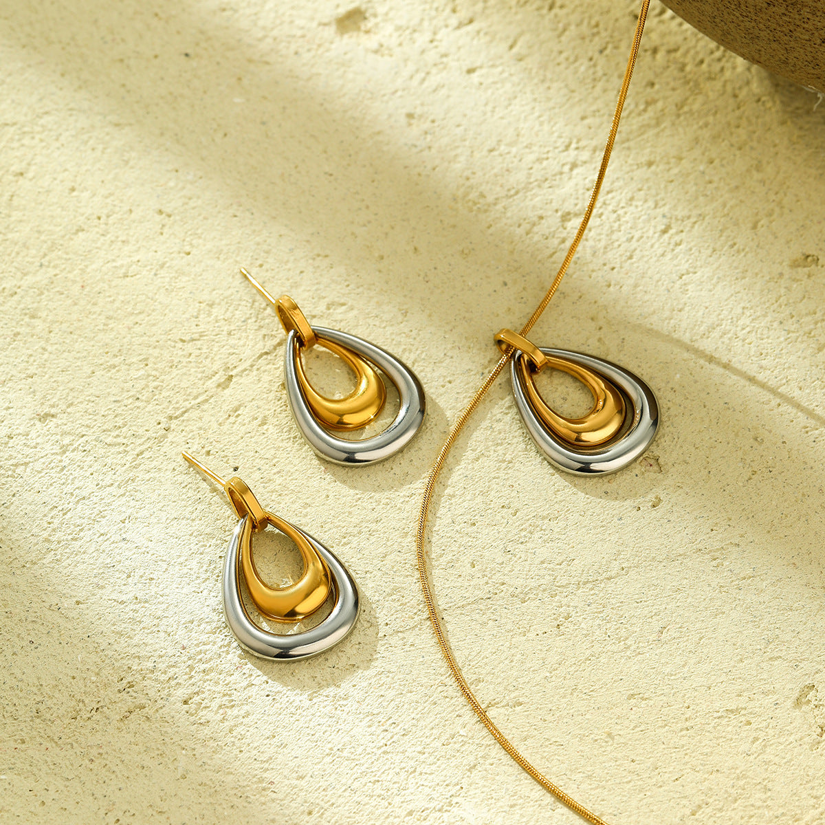 Jewelry Casual Simple Style Water Droplets 304 Stainless Steel Earrings Necklace