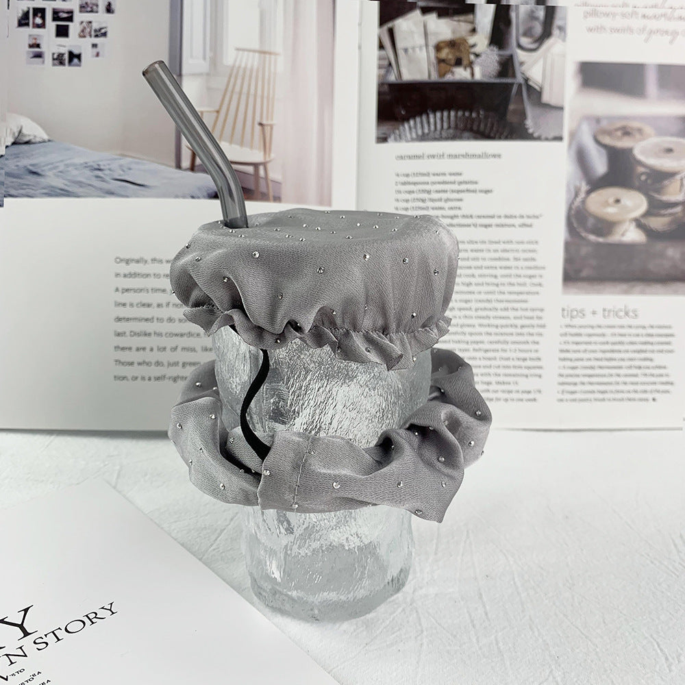 Nightclub Anti-Medicine Artifact Elastic Rubber Band Cup Lid Set  Color Diamond-Embedded Large Intestine Hair Ring Hair Rope for Women