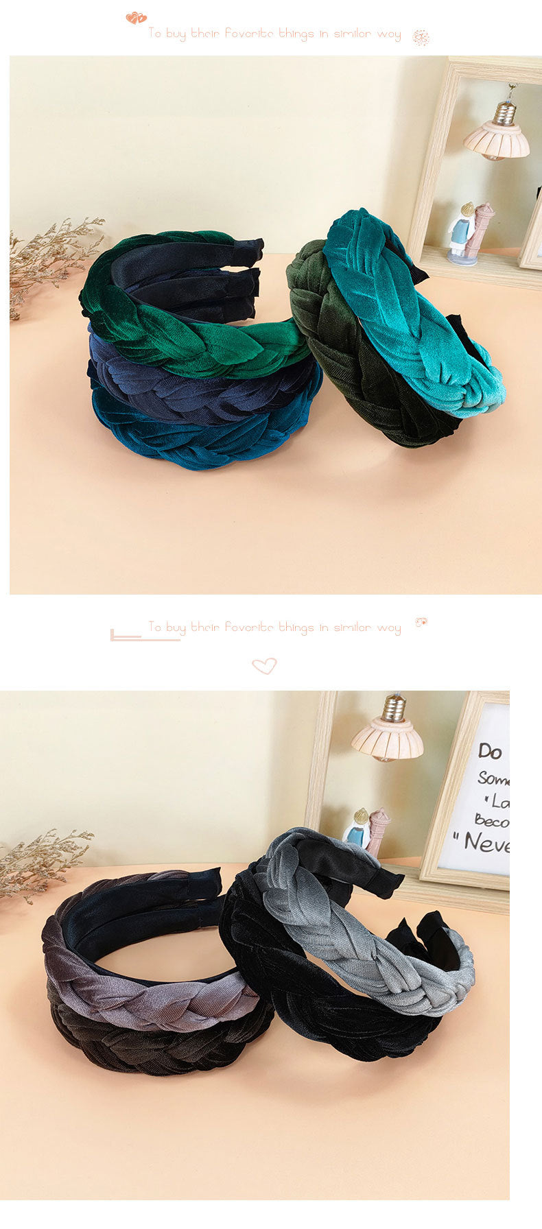 fashion solid color velvet hair band 1 piece