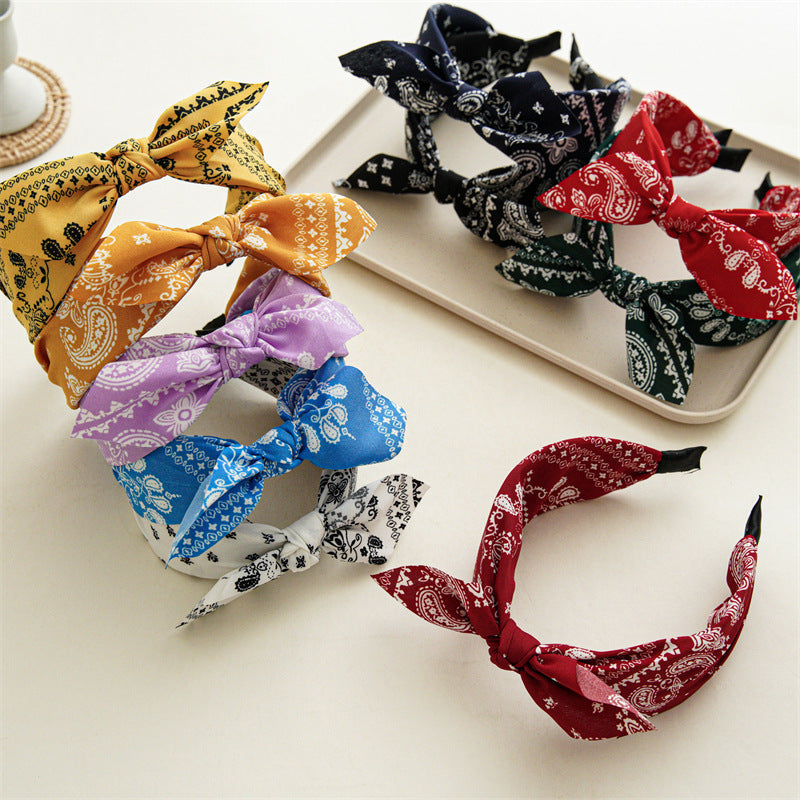 ethnic style printing solid color cloth hair band