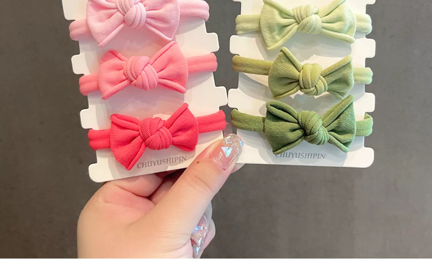 cute rainbow fluorescent solid color bow tie ponytail head rope set