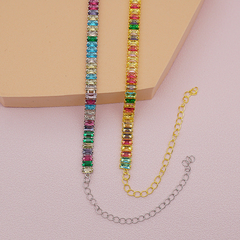 Copper Inlay Geometric Zircon Necklace