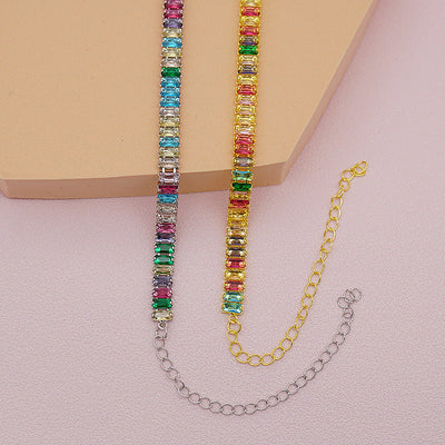 Copper Inlay Geometric Zircon Necklace