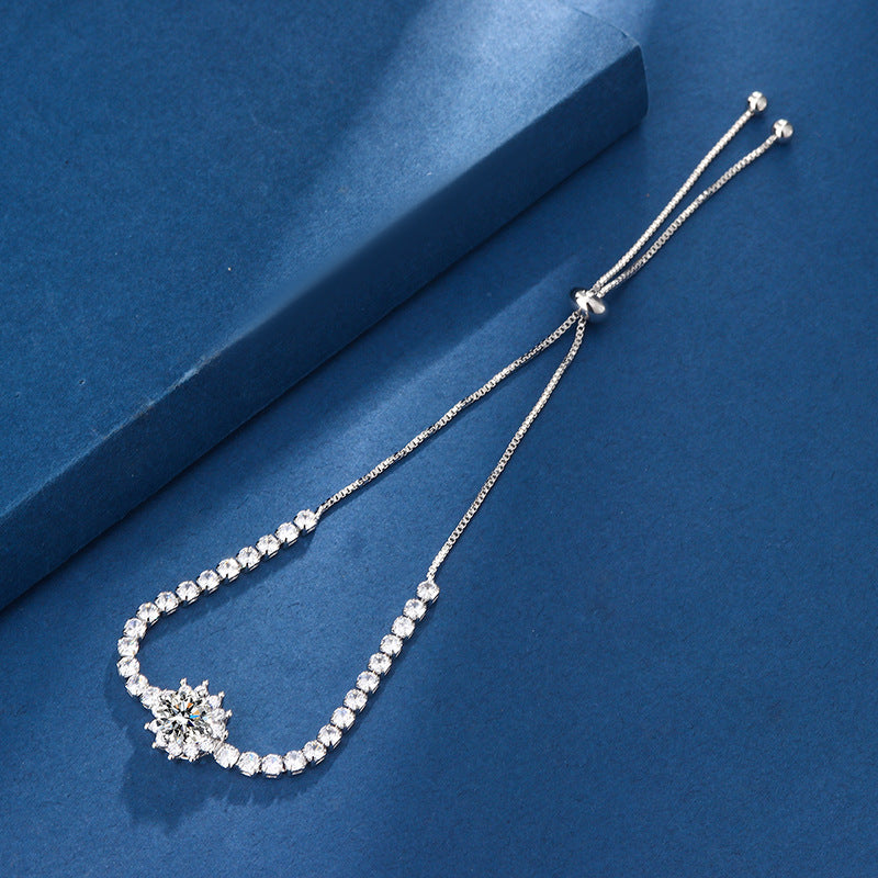 Copper Inlay Round Square Heart Shape Imitation Moissanite Bracelets