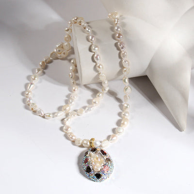 Elegant Vintage Style Geometric natural stone Beaded Chain Pendant Necklace In Bulk