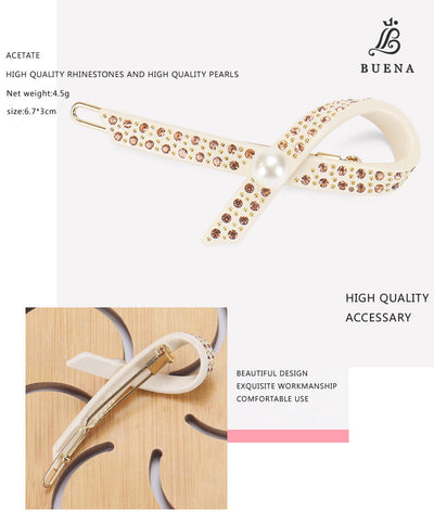 Women's Elegant Lady Streetwear Geometric Acetic acid sheets Criss Cross Rhinestones Hair Clip