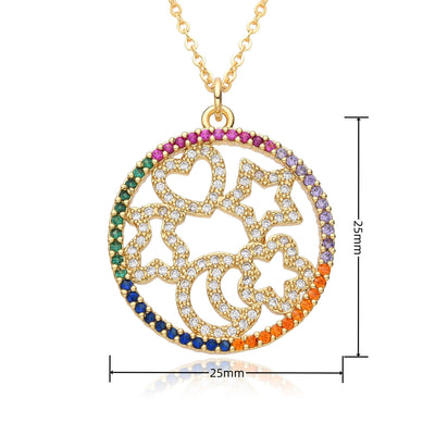 Copper Inlay Snake Dragonfly Zircon Pendant Necklace