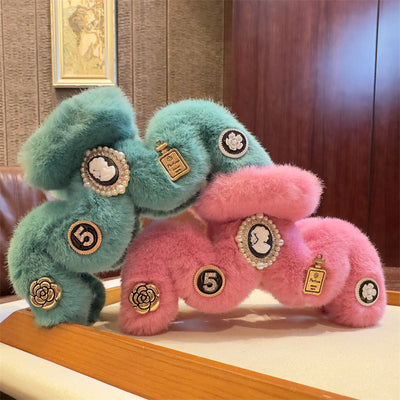 New Plush Large Size Grip Retro Classic Style Hair Volume Multi-Head Updo Hair Claw Shark Clip