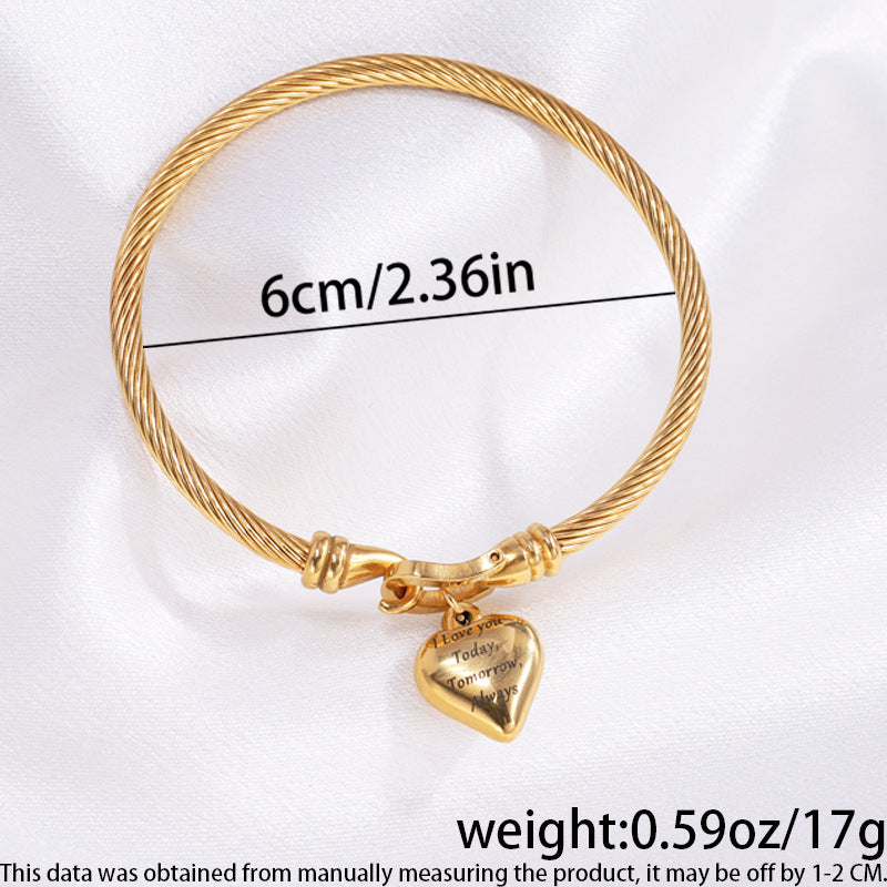 Jewelry Simple Style Heart Shape Titanium Steel Bracelets Necklace