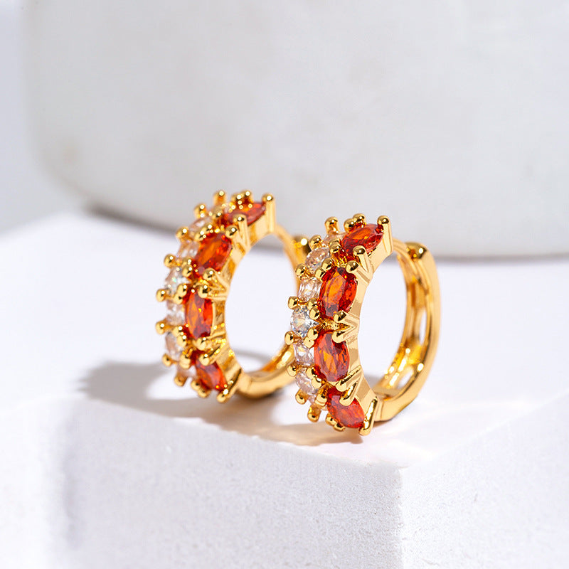 1 Pair Simple Style Geometric Plating Copper Zircon Earrings