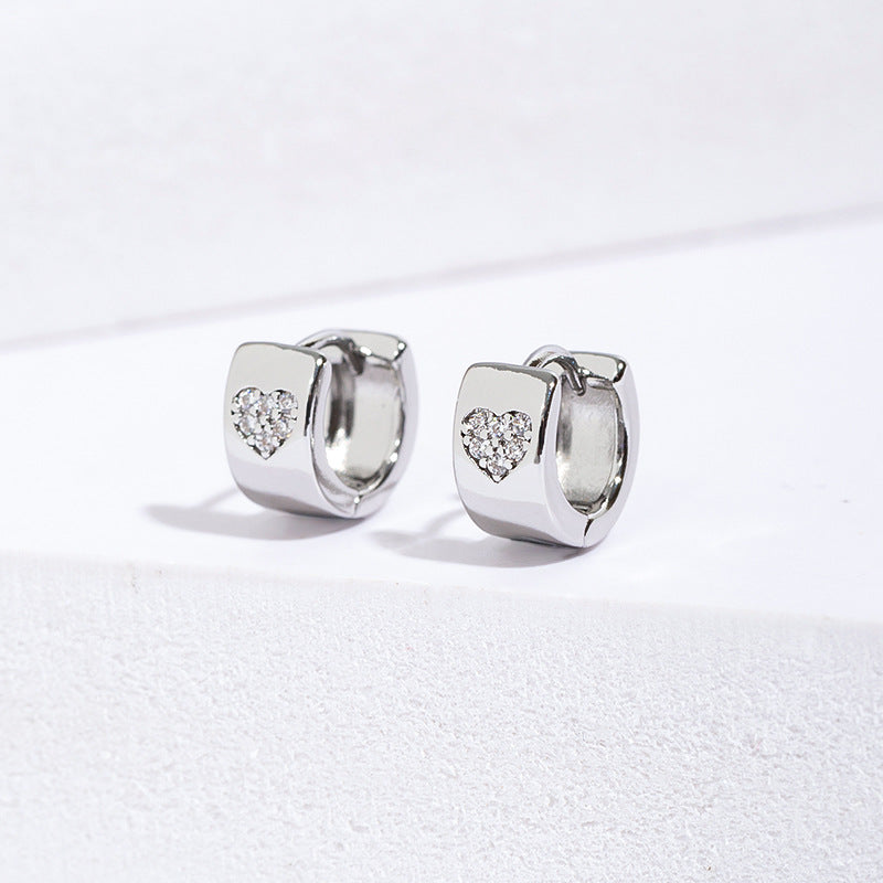 1 Pair Lady Heart Shape Plating Copper Zircon Earrings