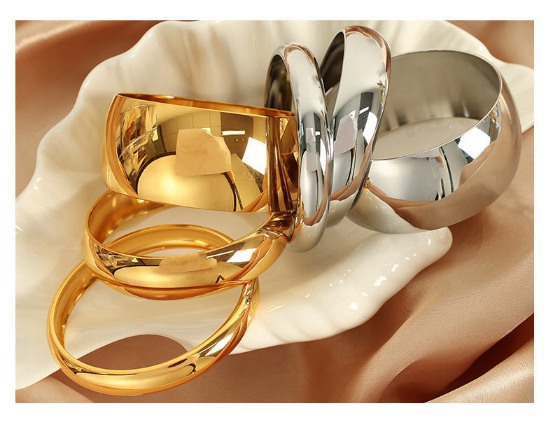 Simple Style Solid Color Titanium Steel Bangle In Bulk