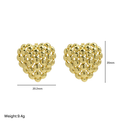 1 Pair Simple Style Classic Style Water Droplets Heart Shape Plating Copper Ear Studs