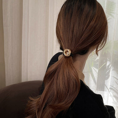 lady circle alloy rubber band plating hair tie