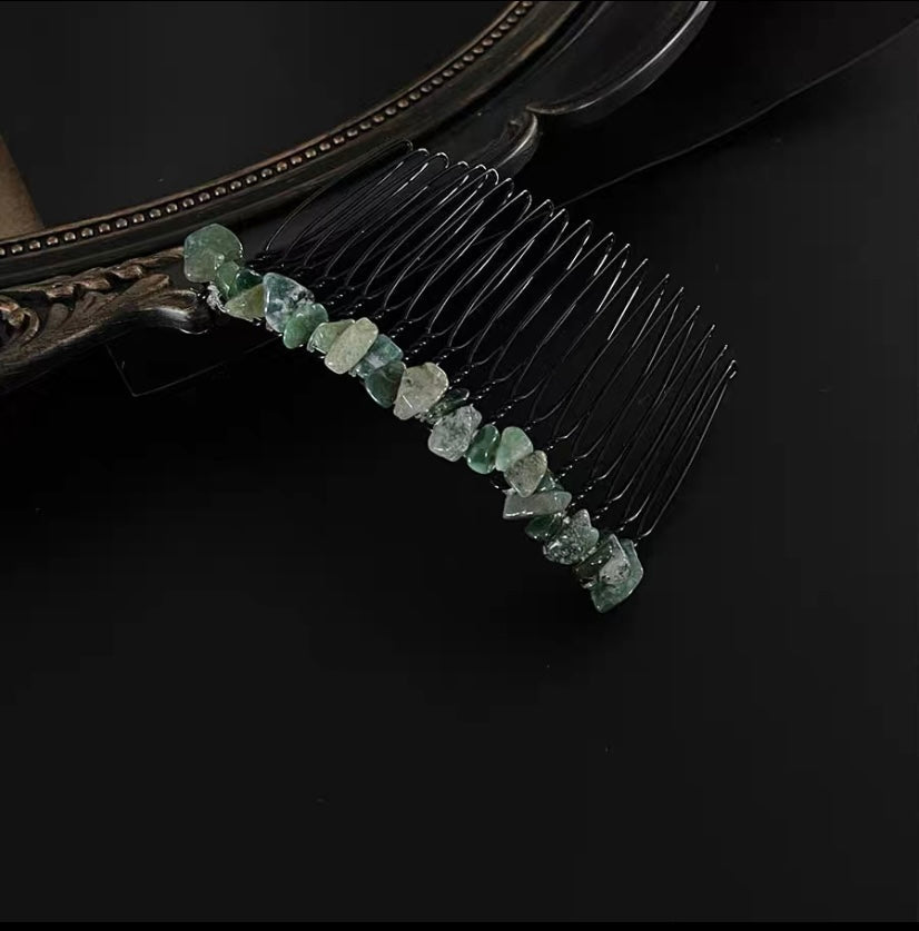 retro ethnic style geometric crystal handmade insert comb