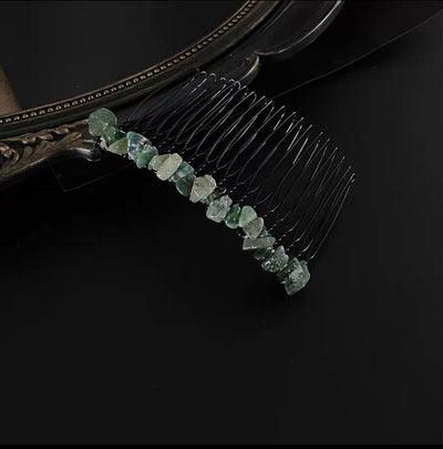 retro ethnic style geometric crystal handmade insert comb