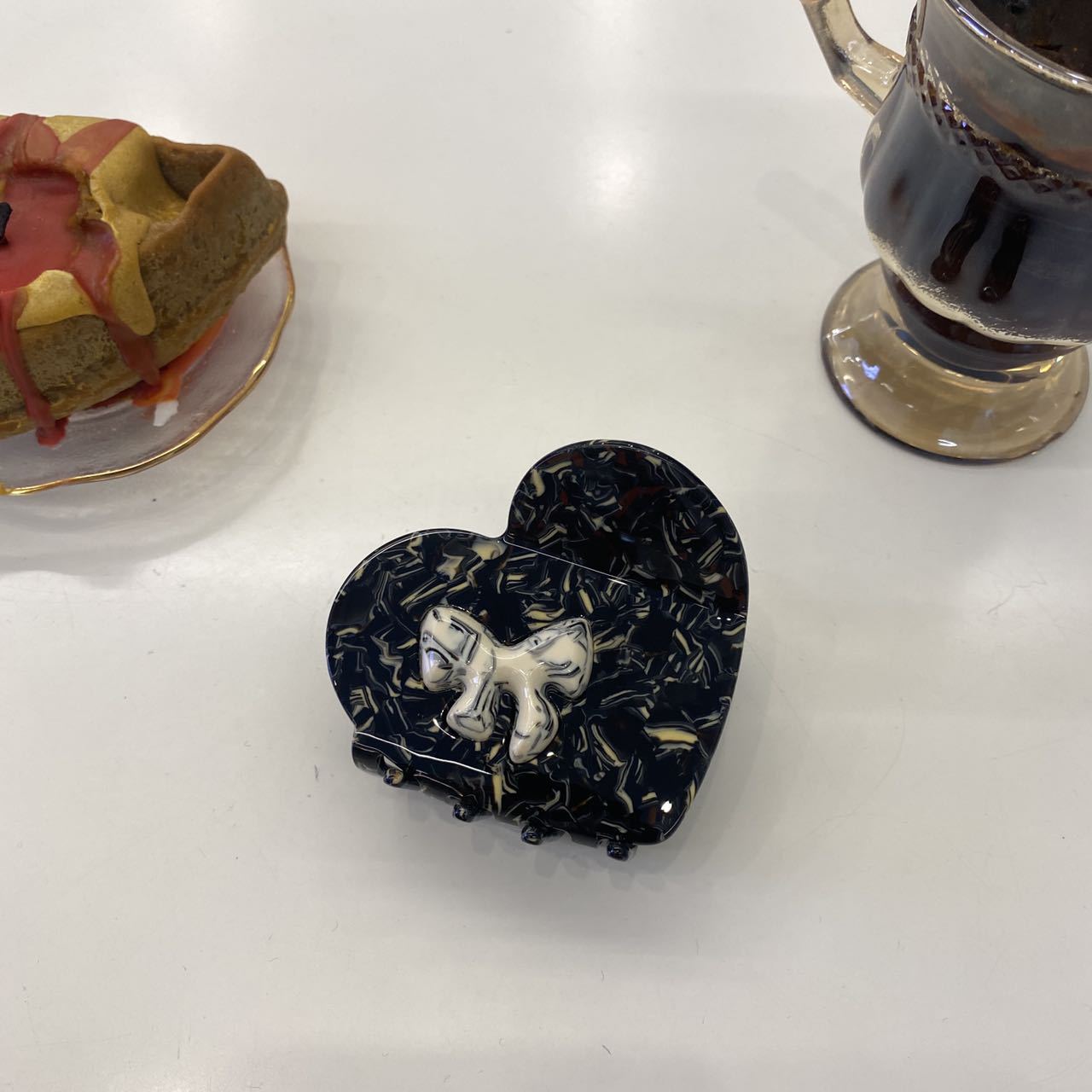 Women's Simple Style Heart Shape Bow Knot Acetic acid sheets Hair Claws