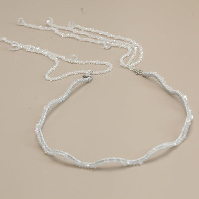 women's shiny solid color artificial crystal beaded tassel hair band