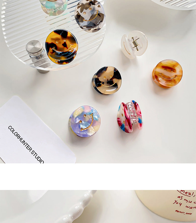 cartoon style Smile face acetic acid sheets printing hair clip