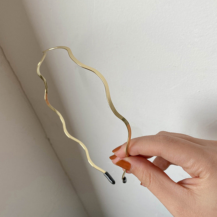 simple style solid color metal polishing hair band